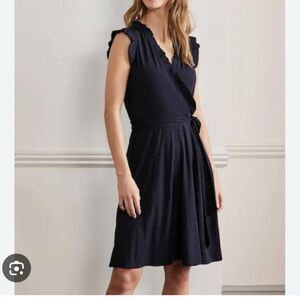 Boden Navy Ruffle Wrap Midi Dress size 10